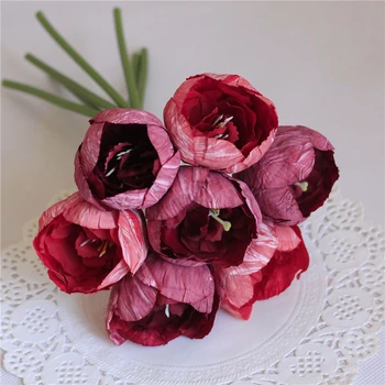 7Pcs/svežnja Evropske retro Tulipani svile, umetno cvetje, fotografiranje poroke dobave poročni šopek dnevna soba dekoracijo