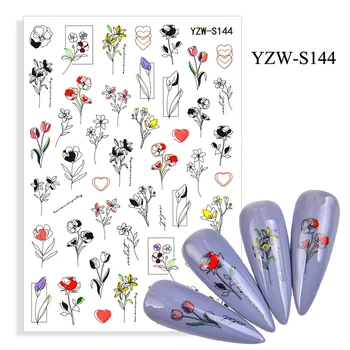 43 Stilov Cvet, Listi Vode Decasl Nalepke Cvetlični Geometrijske Linije Prenos Vode Drsnikov Za Nohte Nega Nohtov Dekoracijo
