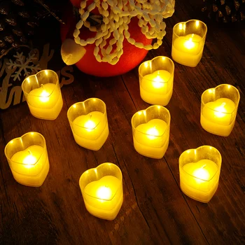 6Pcs Romantično LED Srce Oblika Sveče Luči baterijsko Doma Valentinovo Poroka, Rojstni dan Dekor Velikonočni Razsvetljavo