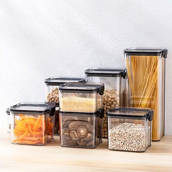 4 Različnih Zmogljivosti Plastični Zaprti Pločevinki Kuhinja Škatla Za Shranjevanje Pregleden Hrane Posode Hranite Sveže, Nove Jasno Posodo