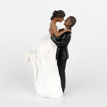 Novega Ženina Holding Nevesta Torto Pokrivalo Figur Črno Kožo Nekaj Poročna Torta Pokrivalo Figurice Poročno Dekoracijo Dobave