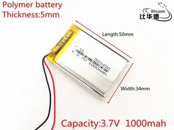 3,7 V 1000mAh 503450 Litij-Polimer LiPo Baterija za Polnjenje li ion celice