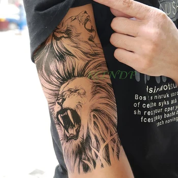 Nepremočljiva Začasni Tattoo Nalepke Levji Kralj Odprtih Ust Živali Tatto Flash Tattoo Ponaredek Tetovaže Roko, Nogo, Roko za Otroke, Moške, Ženske