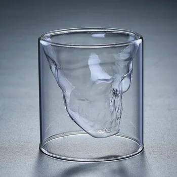 100 ml-200 ml Dom Pregledne Dvojno Plast Stekla Vode Pokal Okostje Kozarec Mleka, Sok Pokal Ustvarjalne Skodelico Kave Vino Lobanje Ustvarjalne
