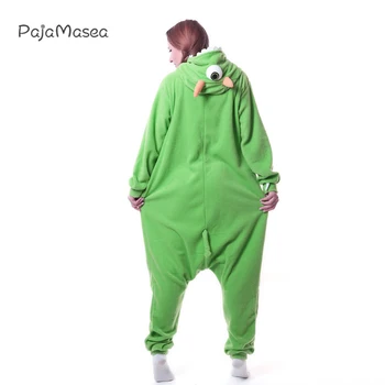 Pižamo runo onesie odraslo žival pižamo risanka zelena one-eyed pošast oblačila pozimi pižamo anime smešno Kigurumi