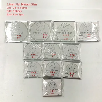 Debelo 106pcs 2,0 MM Debel Ravno Mineralnih urno Steklo Izberite Velikosti od 24 mm do 50 mm za Urarji in Popravila