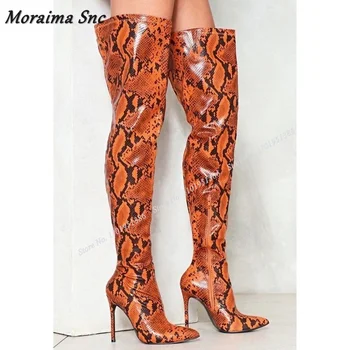 Pereira Snakeskin Tiskanje Strani Zadrgo Čevlji Stiletto Visoke Pete, Škornji Opozoril Toe Čevlji za Ženske Petah Moda Zapatillas Mujer