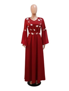 Maroko tam kaftan Muslimanskih Večer Stranka Obleko Venčni Rokav arabski Abaya Obleko 3D Cvet Diamond Beaded Obleke Swing Dubaj Robe