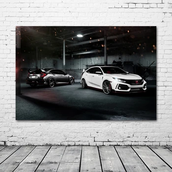 Honda Civic Type R Sanjski Avto Šport Avto Wall Art Plakati Tkanine Tiskanja Platno, Slike za Dnevna Soba Dekoracijo